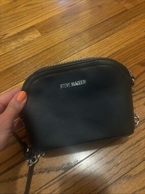 Steve Madden Black Leather Mini Crossbody Bag